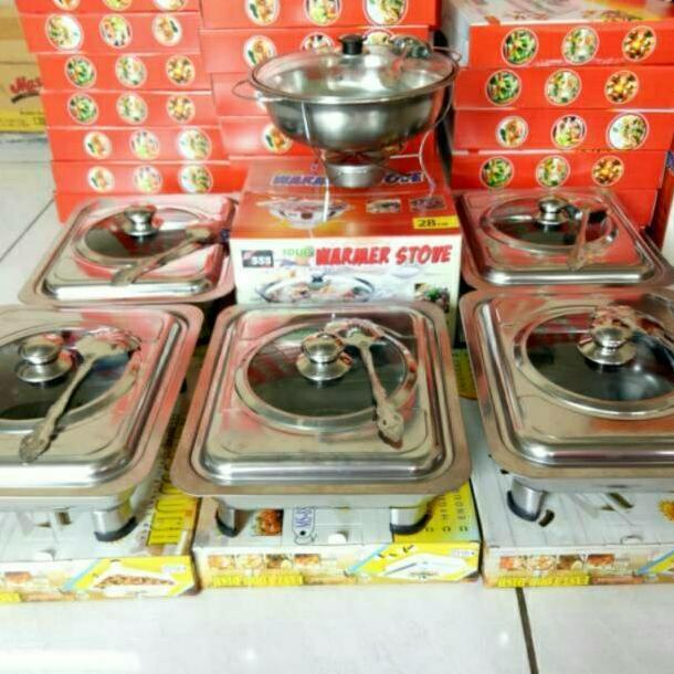 Wadah saji set prasmanan tutup motif kaca deep soup bowl katering