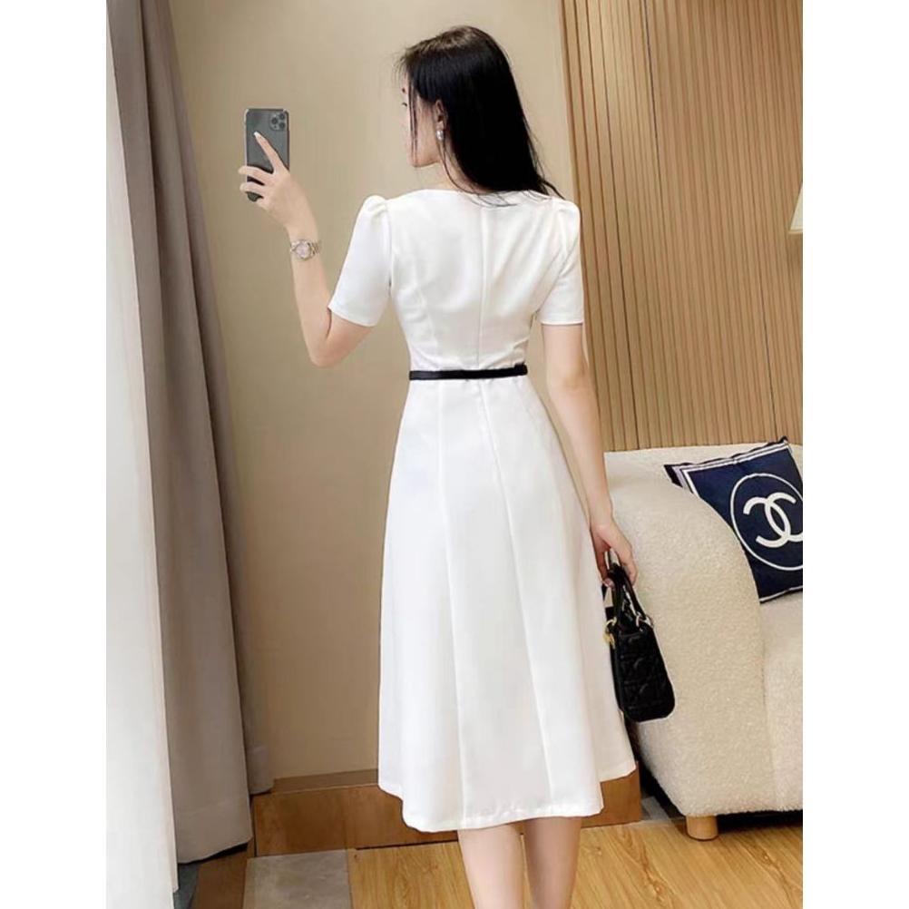 BESTPROMO FAN Dress Korea Putih Mewah Elegan/Gaun Pesta Hitam Korea