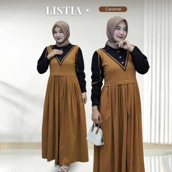 Listia Dress - Gamis Baby Soft Jeans - Muslim Wanita Casual