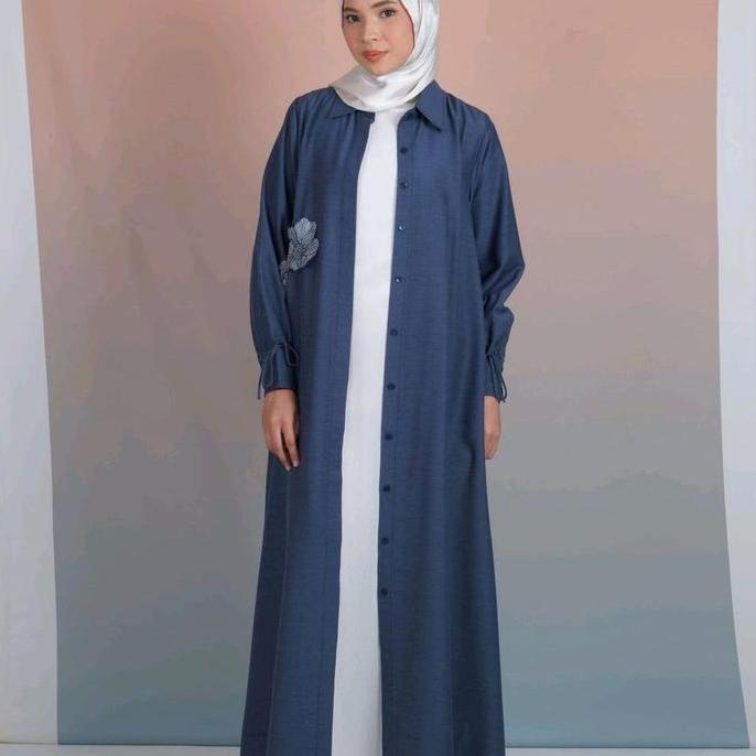 Elzatta Gamis Tali Saffron Patch Basic Kancing Dress Wanita Nyaman Muslim Wudhu Formal Lembut Varias