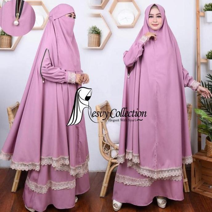 alya set FULL lengkap+ cadar resvy collection gamis mewah elegant