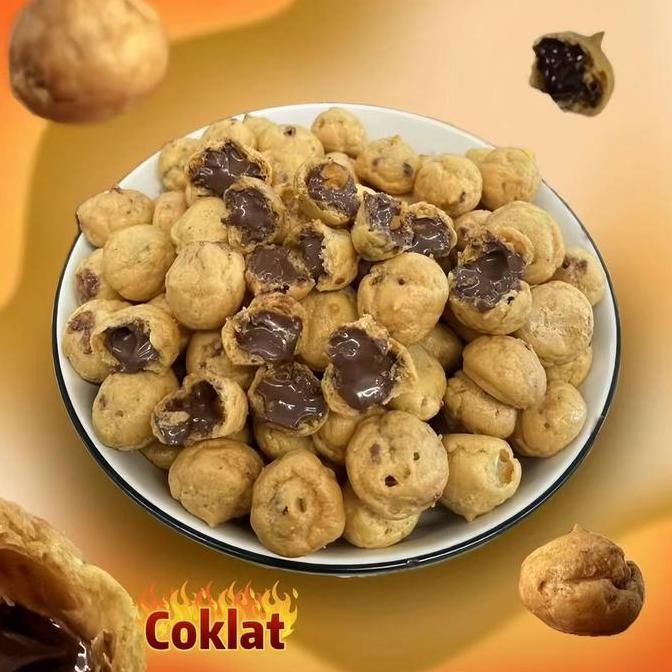 Soes Coklat stroberi 500g/1kg  Kue Sus Kering lsi Coklat  Strawberry Crisps & Puffed Snacks Simpan p