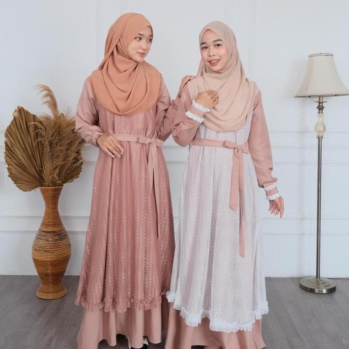 Riskirich Faeyza Gamis Brokat Wanita Remaja Dewasa Mewah dan Kekinian