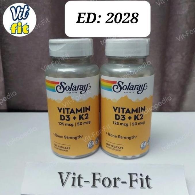 Solaray D3 + K2 || 120 vegcaps || D3 5000 iu || K2 MK7 50 mcg