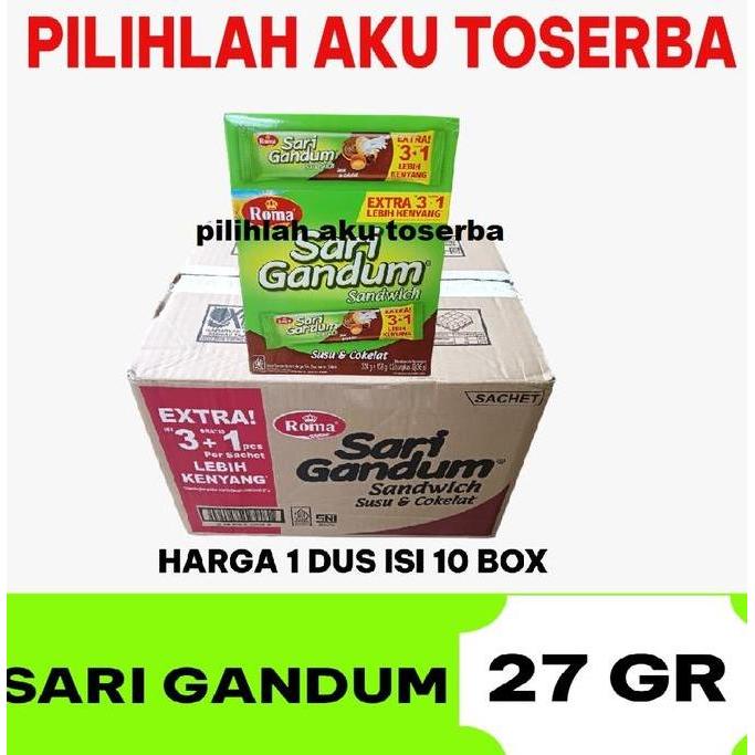 Roma Sari Gandum BOX Sandwich Susu & Cokelat - ( 1 DUS ISI 10 BOX )