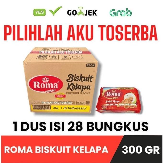 Biskuit Roma Kelapa 300 gram - 1 kardus isi 28 pax