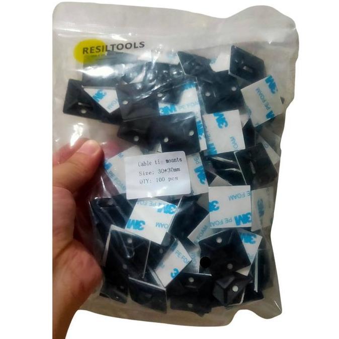klem pengikat pipa dudukan tempelan dinding 20 x 20 mm hitam kabel tis