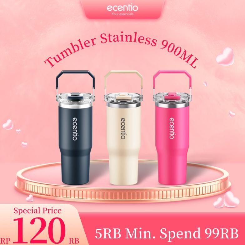 ecentio tumbler Stainless 900ml Portable aesthetic termos lucu Botol minum besar tas tumbler tahan p