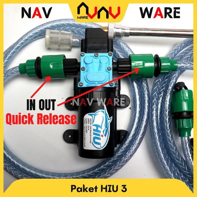 Lansungkirim- Paket Hiu 100Psi Pompa Air Dc 12V High Pressure Alat Cuci Motor Mobil Steam Sprayer Gu