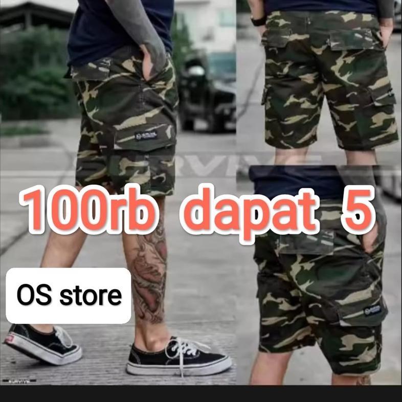 PREMIUM CELANA PENDEK CARGO PRIA JUMBO DORENG LORENG ARMY MURAH MERIAH CELANA PENDEK CARGO LORENG AR