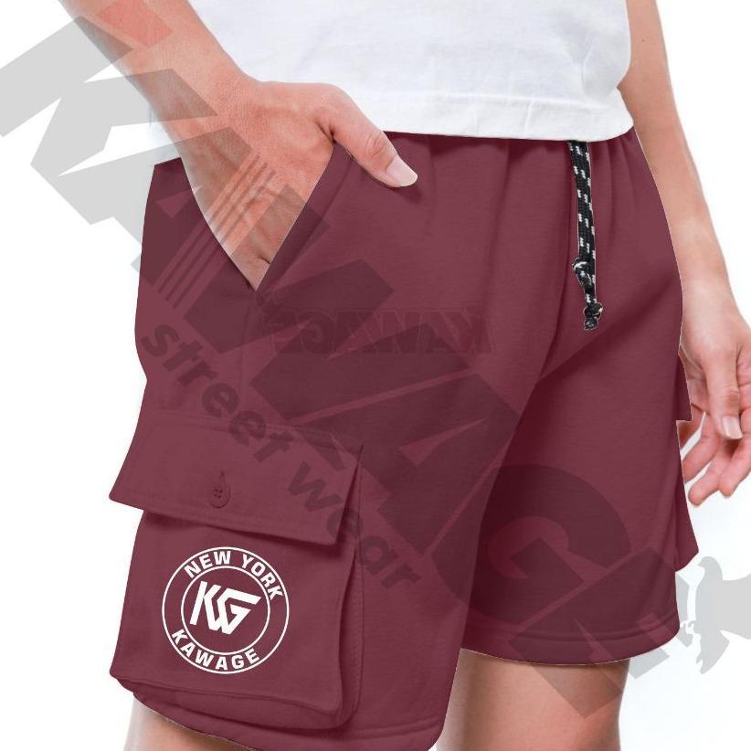 ORIGINAL KAWAGE CELANA CARGO PRIA PENDEK SIZE JUMBO M-5XL BAHAN FLEECE MOTIF SABLON