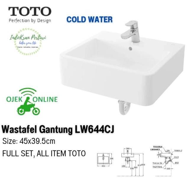 Wastafel Gantung TOTO LW644CJ (komplit / cold water) / Wastafel TOTO