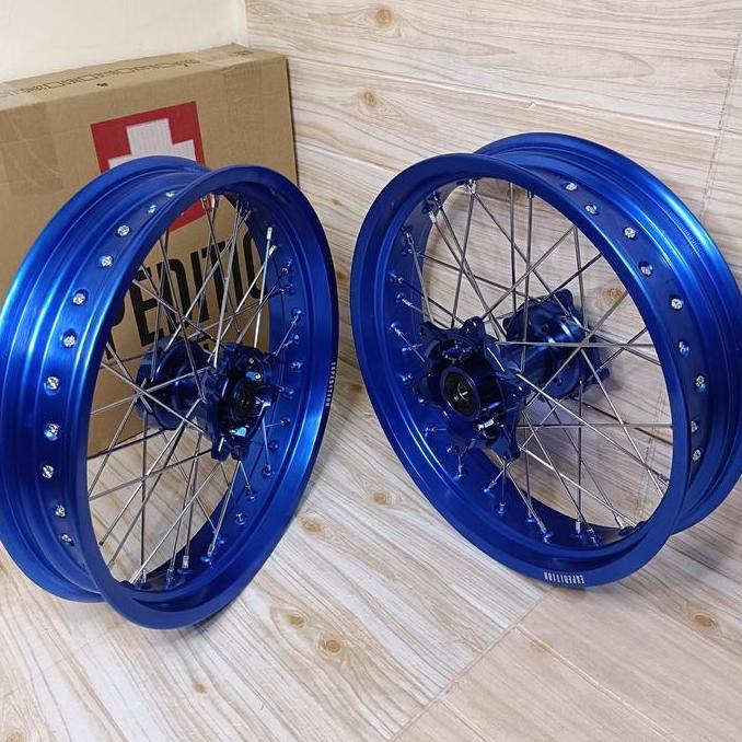 wheeset velg Supermoto CRF KLX WR scarlet tromol CNC scarlet