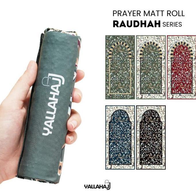Yallahajj Sajadah Travel Premium Lipat/Gulung Motif Raudhah Bahan Waterproof Lapis Anti Slip Souveni