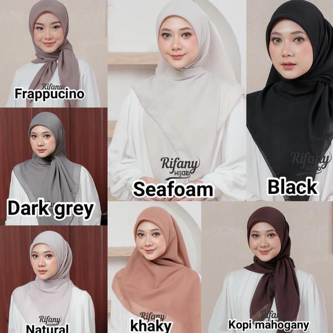[IschaIndyOfc x Rifanyhijab] Bella Square Polycotton Premium Bundling 7pcs - Frappucino, Dark Grey, 