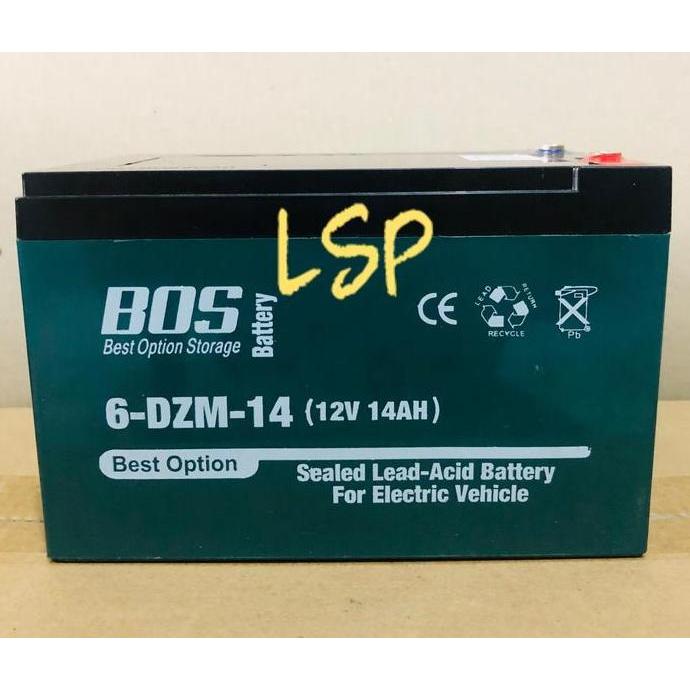 TERMURAH - Aki Sepeda Listrik BOS 6-DZF-12 / 6-DZF-14 6-DZM-14 (12V 12 / 14Ah)