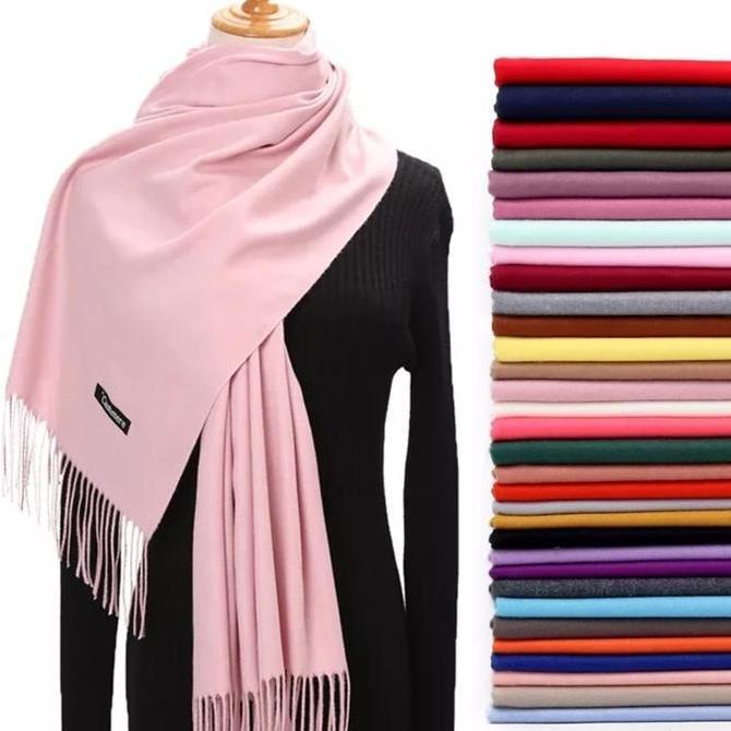 PASHMINA CASHMERE POLOS ||SYAL POLOS || SELENDANG POLOS || SELENDANG D Ready