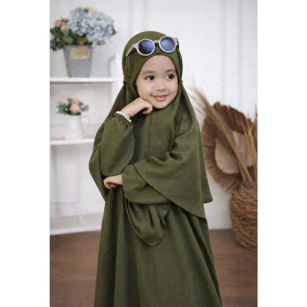 GARANSI Gamis Kekinian Anak/Gamis Abaya Turki Anak Bahan Crincle Gamis Anak Perempuan Manasik set Ke