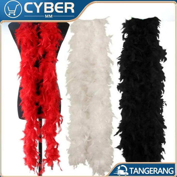2m Selendang Bulu Ayam Karnaval Pesta Syal Bulu Ayam Bulu Kalkun Original