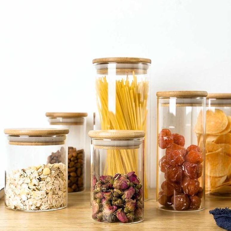 s Kaca Bulat Penyimpanan Makanan Glass Storage Jar Minimalist