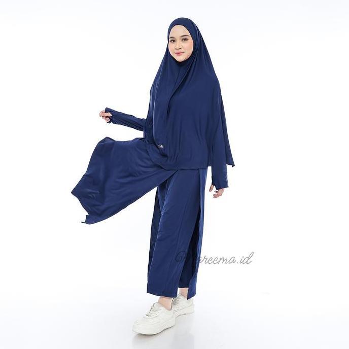 Setelan Baju Olahraga Wanita Muslimah Syari Atasan Celana Hijab Sporty Lari Senam Jogging Bersepeda