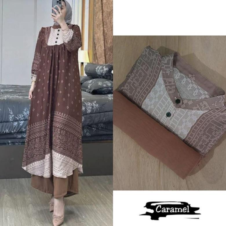 PROMO Setelan Tunik Denada Rayon Diamond Mix Crinkle Airflow