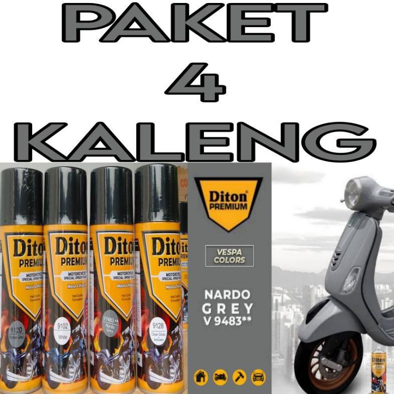 PAKET 4 KALENG pilok pilox diton premium NARDO GREY V 9483** abu nardo 9483 v9483 400cc abu muda glo