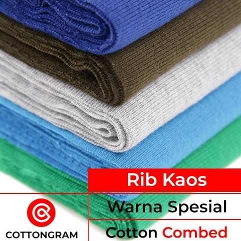 favorit] COTTONGRAM Rib Kaos Katun Bahan Kain T Shirt Warna Spesial untuk Bagian Leher