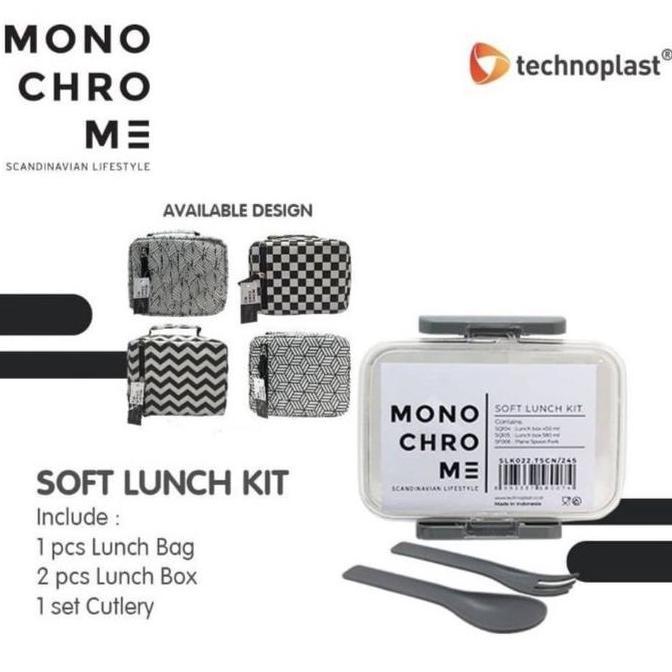 Technoplast Monochrome Soft Lunch Kit Kotak Bekal Makan Lunch Box Set