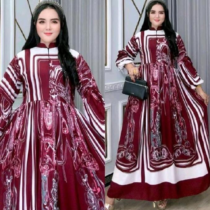 Gamis Rayon Motif Terbaru Ld 110 120 130 Bisa Couple Anak Dewasa Busui Friendly Tangan Balon Adem Pr