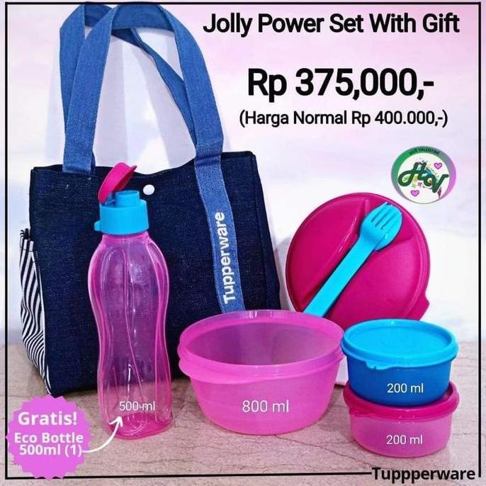 Tupperware jolly power set tas kotak bekal makan