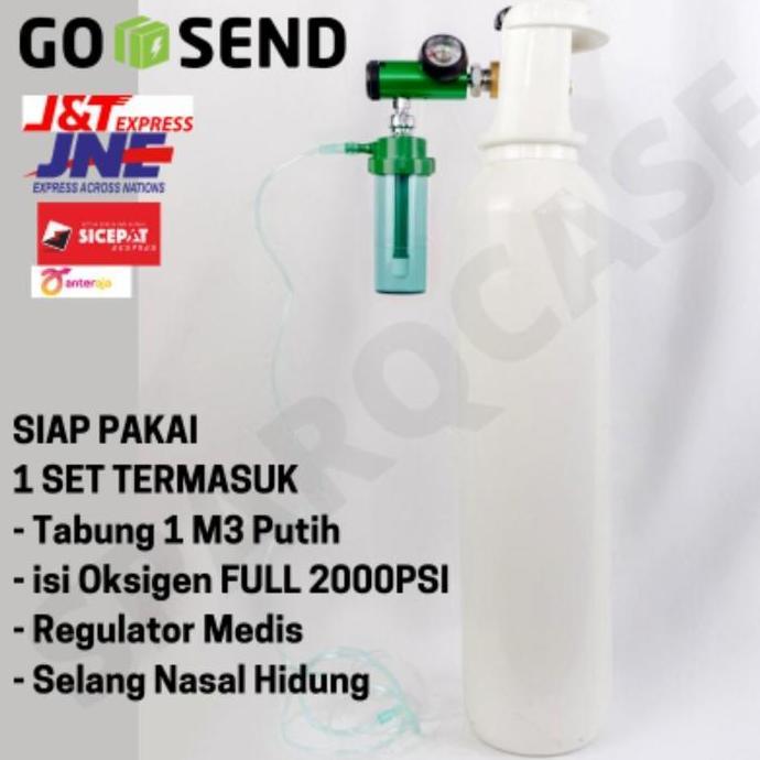 Tabung Oksigen 1 M3 Set BRIKUT ( ISI O2 + Reg. Portable)