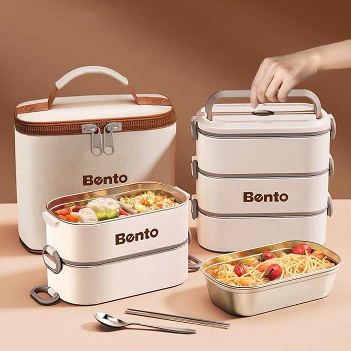 kotak makan set lunch box stainless anti tumpah kotak bekal anak tas lunch box stainless anti tumpah
