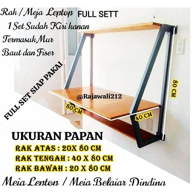 meja kerja komputer full set / meja tempel dinding minimalis modern