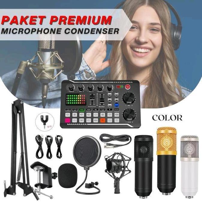 Yoiyoman- Paket Lengkap Soundcard F998 Condenser Mic Microphone Bm800