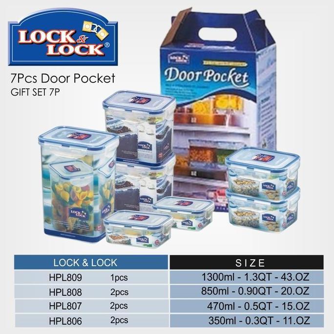 Lock n Lock 7pcs Gift Set Door Pocket - Wadah ditempatkan di Pintu Lemari Es