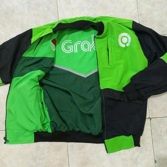DB23 >> Jaket Bolak Balik Grab+Gojek Bahan Berkualitas Full Bordir Terlaris No.1