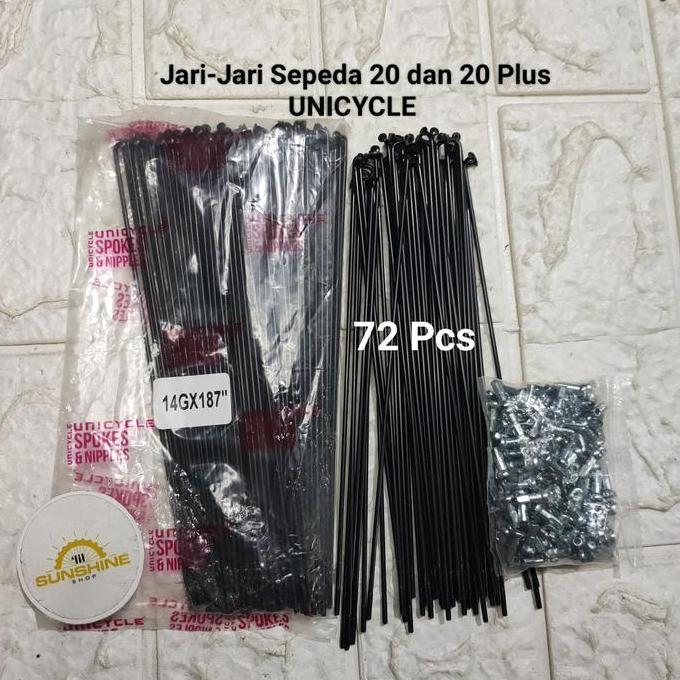 Spoke Ruji Jari 187 UNICYCLE 187mm Black Velg Rims Sepeda 20 Murni Dan 20 Plus 20x1 3/8 Tinggi 4cm J