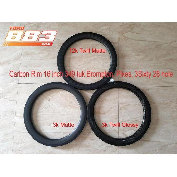 Carbon Rim 16 inch 349 28 hole tuk Ompton Pikes 3Sixty