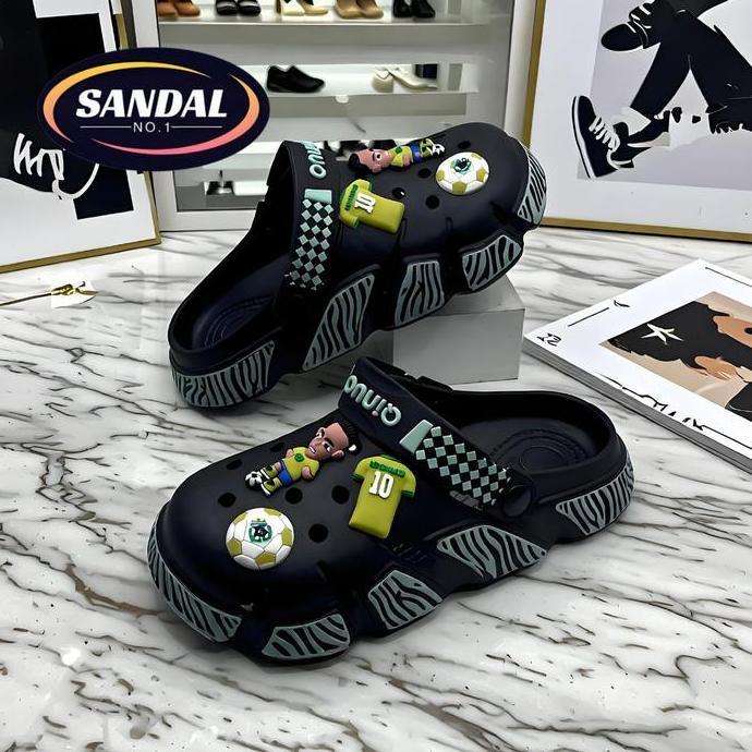 DV384 - Sandal NO.1 Pria Terbaru Stylish Datar Kasual Anti Selip Bahan Karet Ringan Tebal Berkualita