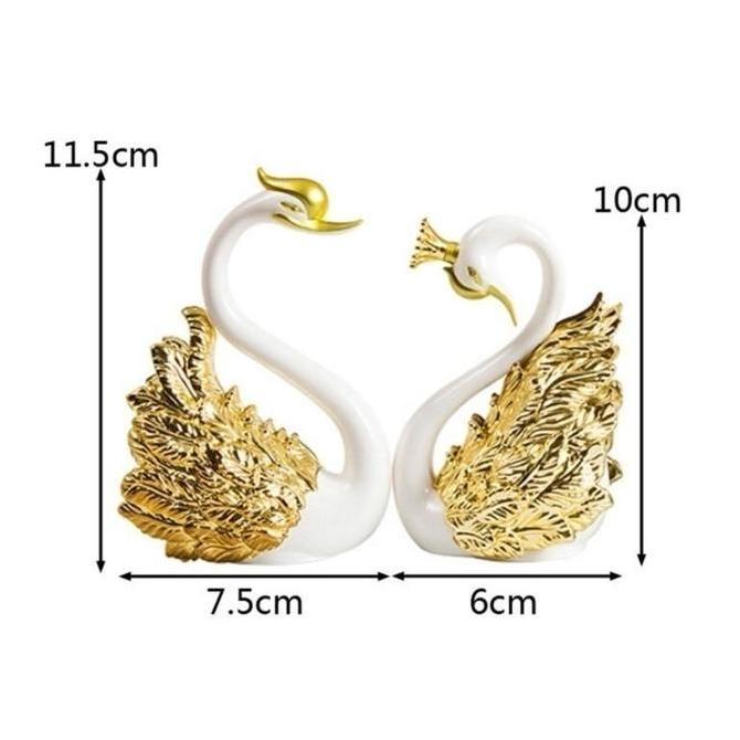 Sepasang Angsa Gold /Pajangan Sepasang Angsa/Dekorasi Angsa Emas/Interior Emas Dan Perak Pernikahan 