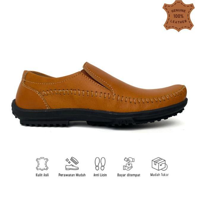 DB230 - Sepatu Kasual Pria Kulit Asli Flat Shoes