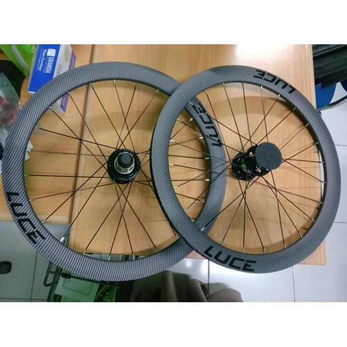 Wheelset Sepeda Lipat Luce 16 x 1 3/8 ( 349 ) Carbon Look Discbrake