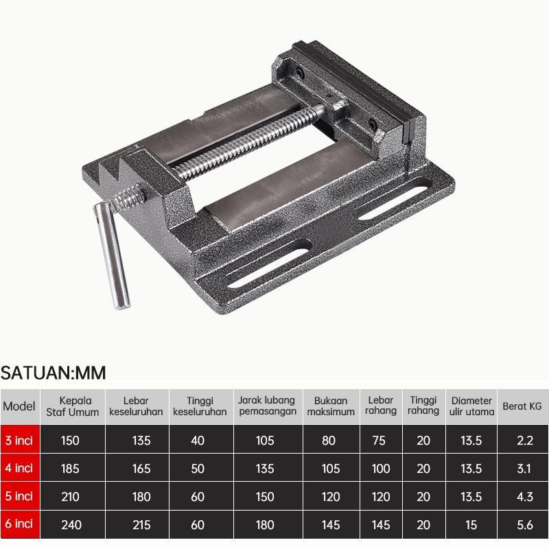 Ragum Bor Duduk Besi  Pliers Berujung Rata Gaya Amerika 3 Inch 4 Inch 5 Inch 6 Inch Tang Meja Serbag