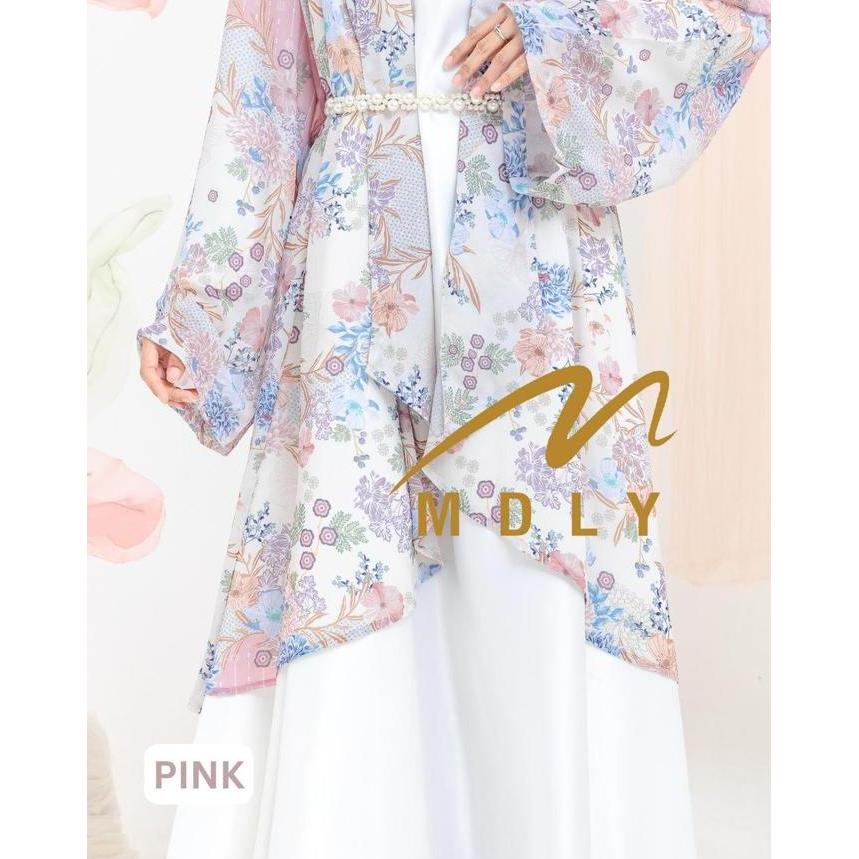 223-6 Mandhari Outer by MDLY Outer Lengan Panjang Panjang Motif Bunga Wanita