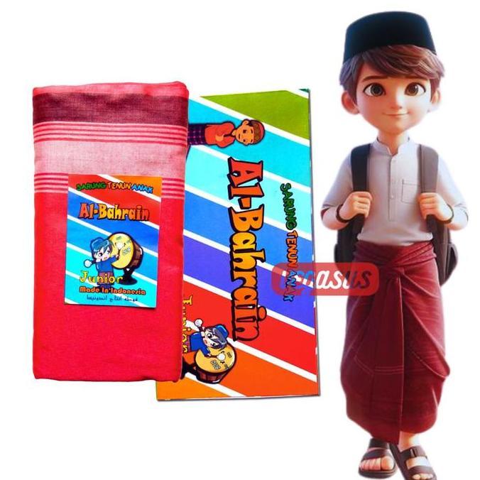 Kirimya- Al-Bahrain Sarung Anak Laki Junior Sd Smp Kain Tenun Al Bahrain Ukuran 90X108Cm Muslim Koko