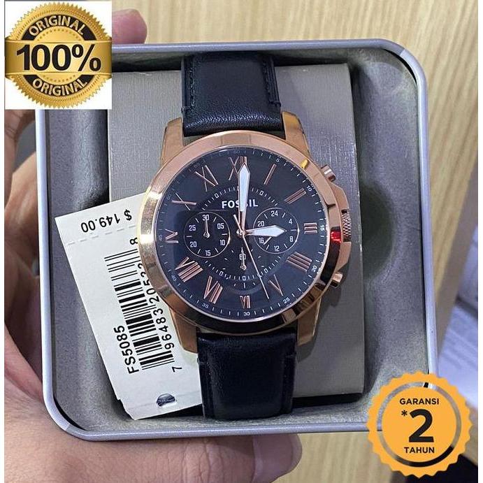 Jam tangan FS 5085 Chronograph Black Leather Original terlaris