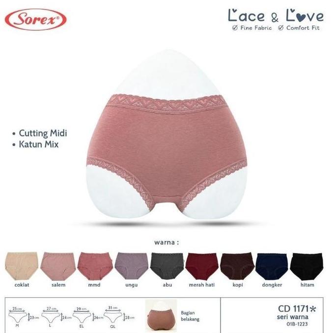 Celana Dalam Katun Wanita Remaja CD Basic Sorex Renda Love L