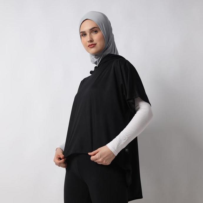 HIA Everywear Yumna Outer Hoodie Sleeveless Sport Wanita Bahan Dry Fit  Baju Atasan Muslim Panjang M