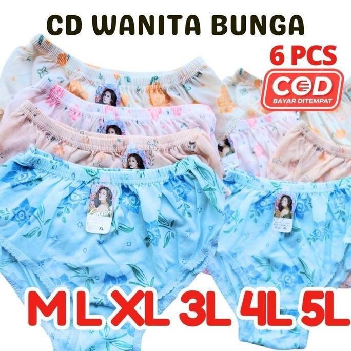 6 PCS CELANA DALAM WANITA MOTIF BUNGA GROSIR CELANA DALAM BUNGA